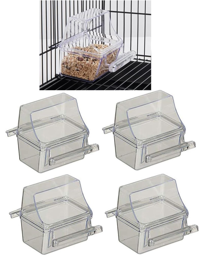 Mcage Lot of 4 Clear Transparent Bird Cage Birds Feeding & Watering Feeder Cups - Image 1